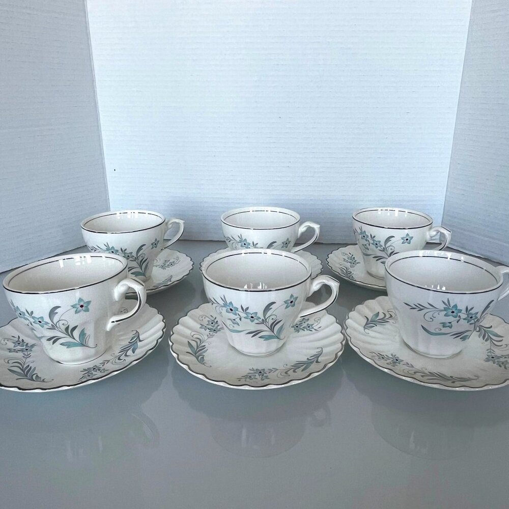 J&G Meakin Classic White Burlington Vintage Tea Cups Set of 6